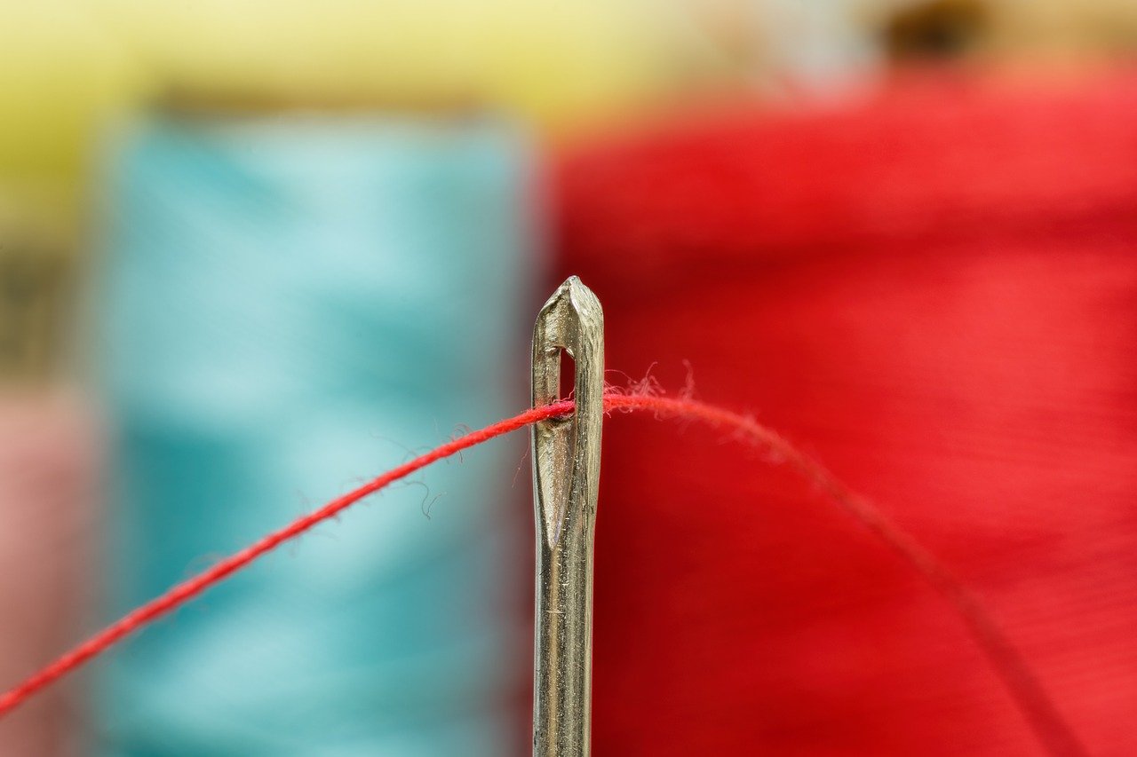 needle, thread, sewing